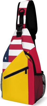 Generic U.S. And Chad Flag Mens Shoulder Bags Sling Crossbody Backpack Travel Hiking Chest Bag with Small Side 38x20cm