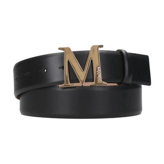 Max Mara Monogram Leren Riem - Dames - Riemen - Zwart - L - Leer - Accessoires
