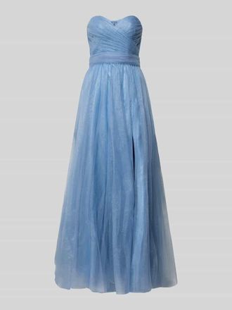 Mascara Regular Fit Abendkleid mit Glitzer-Mesh in Blau, Gr&ouml;&szlig;e 32