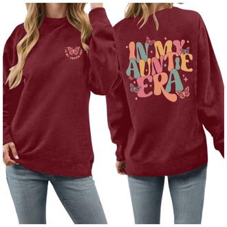 Generic In My Auntie Era Sweatshirt Cool Aunt Sweatshirt Retro Auntie Sweater Women Crewneck Pullover Tops Auntie Gift Shirts