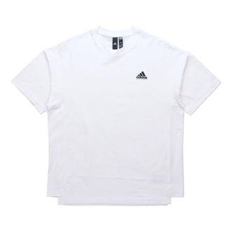 adidas Solid Color Round Neck Sports Short Sleeve White HA3646