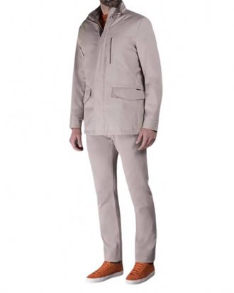Moorer Stand Collar Field Jacket In Stone