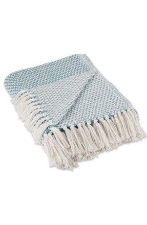 Design Imports Tassel Woven Cotton Throw Blanket in Blue at Nordstrom Rack