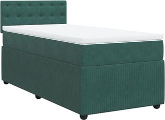 vidaXL Cama Box Spring Con Colch&oacute;n Terciopelo Verde Oscuro 90x190 Cm Vidaxl