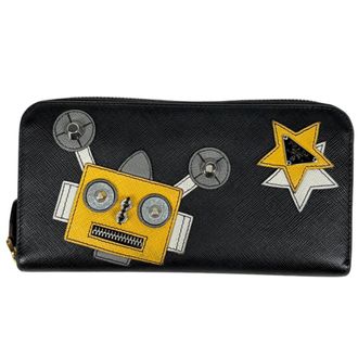 Prada Black Nero Leather Long Wallet (Bi-Fold) (Pre-Owned)