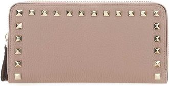 Valentino Garavani Antiqued Pink Leather Rockstud Wallet