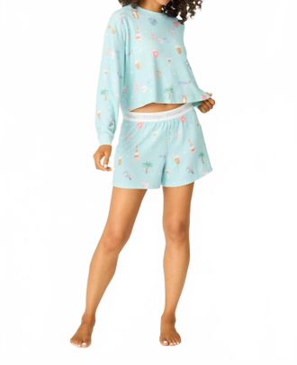 PJ Salvage Boyfriend Boxer Ornament Print Shorts Set In Light Mint