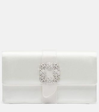 Manolo Blahnik Capri embellished satin clutch