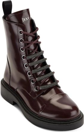 DKNY Malaya K3307120 Bootss Burgundy Leather Cap Toe Combat RHS7346