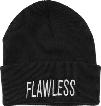 Darkside Clothing Flawless Black Embroidered Beanie Hat Funny Slogan Knitted Beanie