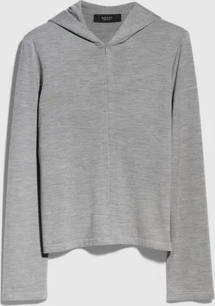 Gucci Wool Silk Blend Hooded Cardigan, Size XL, Grey