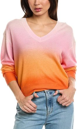 Brodie Bali Print V-Neck Cashmere Sweater Neck