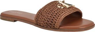 Calvin Klein Kamine Slide Sandal in Dark Natural Woven at Nordstrom, Size 5.5