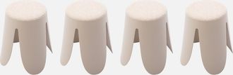 Sweeek Taburetes Apilable De Borreguito Texturizado, Set De 4