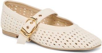 Dolce Vita Mikel Mary Jane Flat in Creme Perforated Suede at Nordstrom, Size 6.5