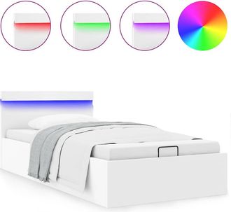 vidaXL Vidaxl - Cama Canap&eacute; Hidr&aacute;ulica Con Led Sin Colch&oacute;n Blanco 90x200 Cm