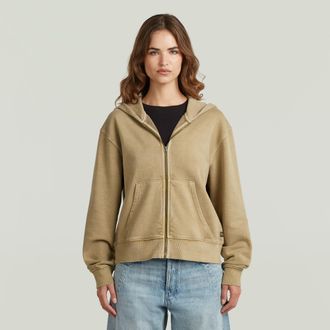 G-Star Washed Zip Relaxed Hoodie - Beige - Dames