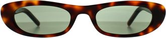 Saint Laurent Rectangle Womens Shiny Dark Havana Green SL557 - Brown - One Size
