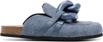 J.W.Anderson chain loafer mules - men - Canvas/Calf Leather - 39 - Blue