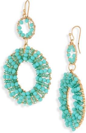Tasha Beaded Oval Double Drop Earrings in Gold/Blue at Nordstrom Rack