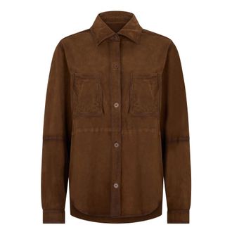 P.A.R.O.S.H. Shirts, female, Brown, Size: L Goat Suede Jacket