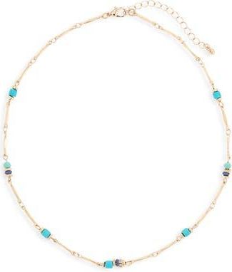 Nordstrom Rack Beaded Collar Necklace in Turquoise- Gold at Nordstrom Rack