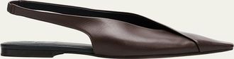 Brunello Cucinelli Leather Square-Toe Slingback Flats
