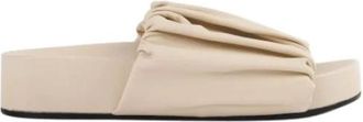 Jil Sander Sandalen met ruches van leer - Dames - Sandalen - Beige - 37 EU - Leer - Schoenen
