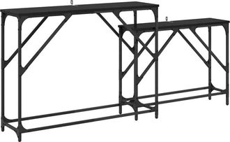 vidaXL Mesa Consola 2 Pcs Roble Negro 100 X 28 X 75 Cm Vidaxl