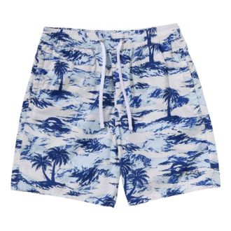 A Bathing Ape Palm Tree Camo Relaxed Fit Beach Shorts Blue 1L30-153-312-BLU