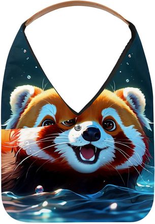 Generic Lovely Raccoon Swims Underwater Reusable Lightweight Grocery Bags - Foldable Into Compact Pouch, Washable & Sturdy, Multipurpose for Shopping and Trav