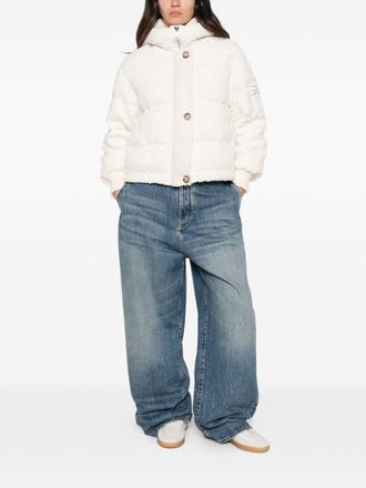 Ermanno Scervino Lace Overlay Padded Puffer Jacket - White