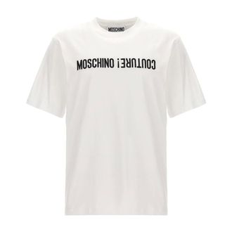 Moschino White T-shirt with Upside Down Logo - male - Moschino - T-Shirts - White - M - Tops