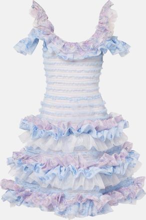 Susan Fang Abito corto a punto smock con volant