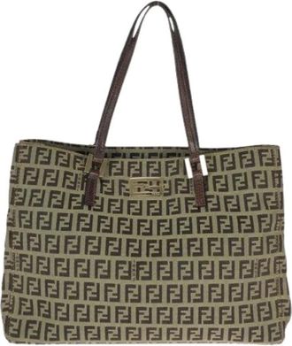 Fendi Pre-owned Tote Bags, female, Beige, Size: ONE SIZE Pre-owned Canvas Tote Bag