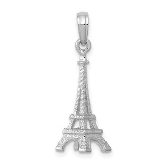 Diamond2Deal 14k White Gold Solid Polished 3-D Eiffel Tower Charm Pendant