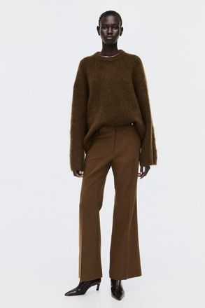 H&M Flared Tailored Trousers in Dark Brown at Nordstrom, Size 18