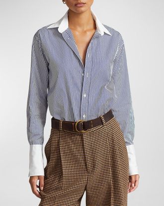 Polo Ralph Lauren Extended-Cuff Striped Cotton Shirt