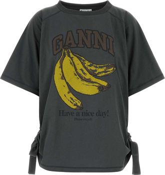 Ganni Dark Grey Cotton Oversize T Shirt