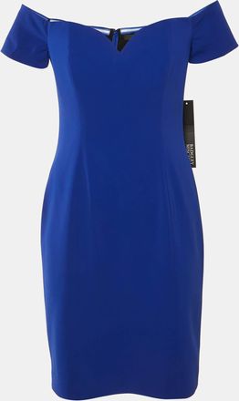 Badgley Mischka Blue Crepe Off Shoulder Mini Dress
