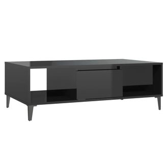 vidaXL Vidaxl - Mesa De Centro Madera Contrachapada Negro Brillo 103,5x60x35cm