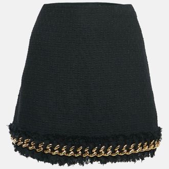 Versace Black Tweed Chain Insert Mini Skirt