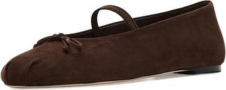 Stuart Weitzman Prima Bow Ballet Maryjane Womens Dress Flat Shoes Walnut : 6.5 M, Leather