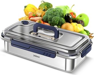OEM Contenedores Herm&eacute;ticos De Acero Inoxidable 304 De Gran Capacidad Para Almacenar Alimentos, Con Indicador De Fecha Y Contenido Apto Para Microondas
