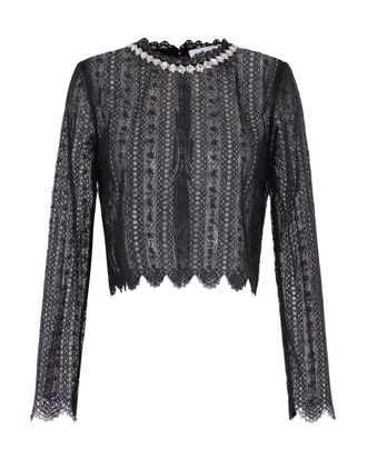 Self Portrait Floral Lace Top with Crystal Detail