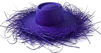 Brunna.Co The Catalina Frayed Straw Sun Hat in Blue at Nordstrom