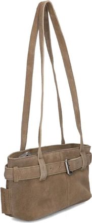 Shabbies Amsterdam Olla Schoudertas Oiled Suede - Dames - Tassen - Beige - Maat: ONE Size Su&egrave;de