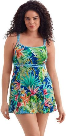 Longitude Empire Princess Seam Long Torso Swim Dress in Boca Raton at Nordstrom, Size 14
