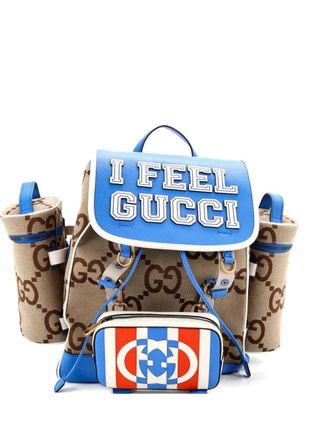 Gucci Multi-Compartment Convertible Jumbo GG Canvas and Leather Medium backpack - women - Fabric - One Size - Blue