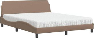 vidaXL Vidaxl - Cama Con Colch&oacute;n Cuero Sint&eacute;tico Capuchino 160x200 Cm
